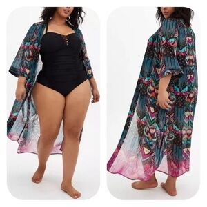 Torrid 2X tie front coverup kimono